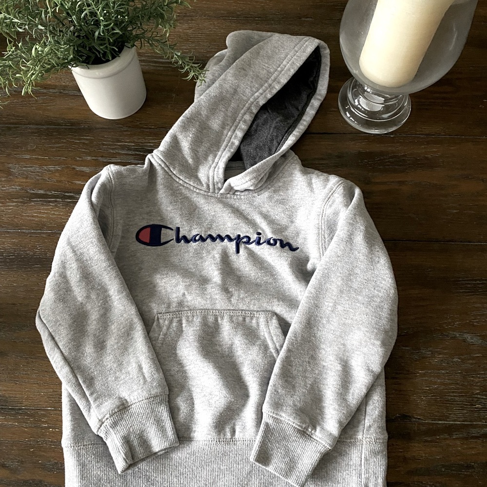 Boys Champion gray hooded sweatshirt